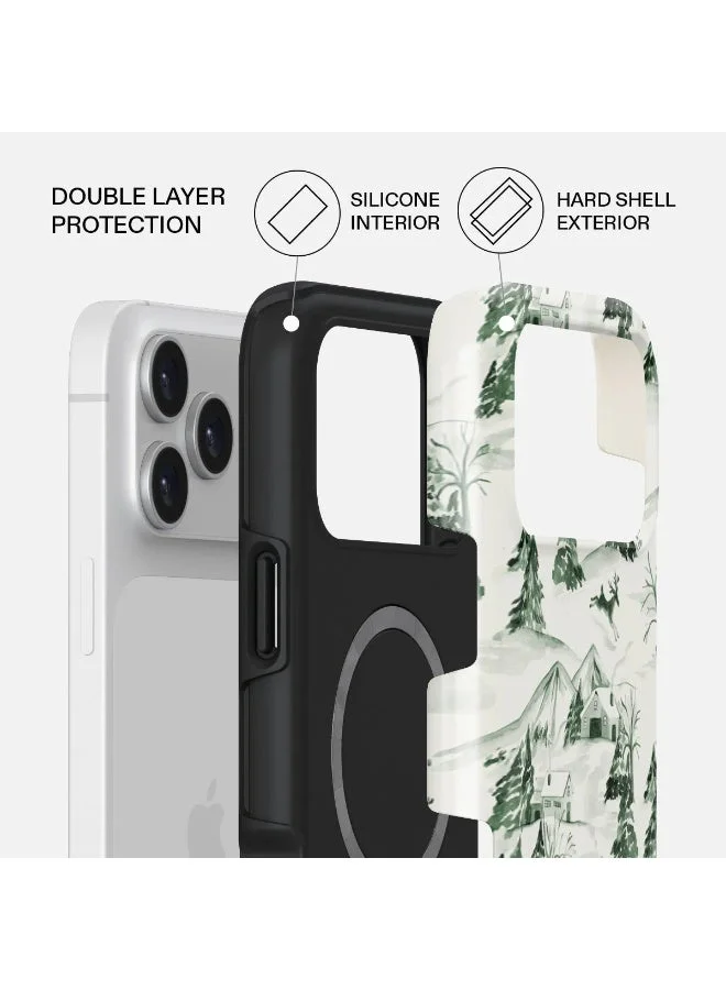 بورجا جراب بورجا آيفون  برو بتصميم باين لودج المميز، طبقة مزدوجة هجينة صلبة + سيليكون للحماية، مقاوم للخدش والصدمات